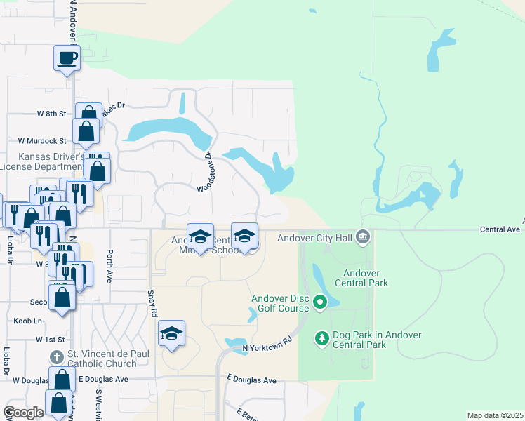 map of restaurants, bars, coffee shops, grocery stores, and more near 1102 Rosemont Place in Andover