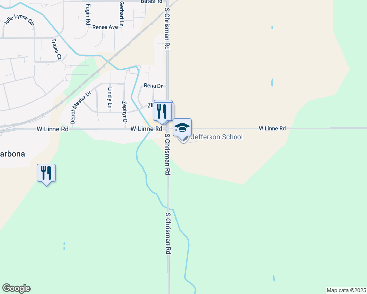 map of restaurants, bars, coffee shops, grocery stores, and more near 7500 West Linne Road in Tracy