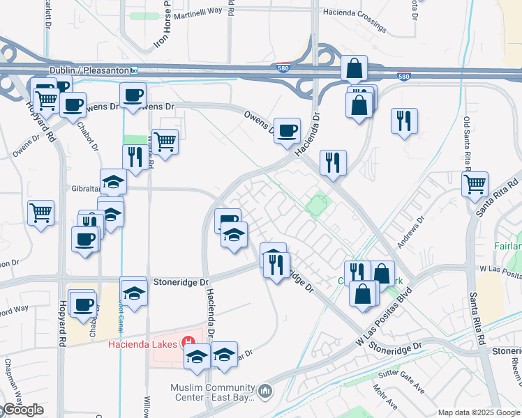 map of restaurants, bars, coffee shops, grocery stores, and more near 3978 Appian Street in Pleasanton