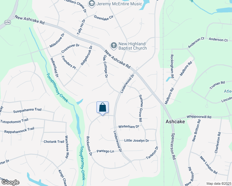 map of restaurants, bars, coffee shops, grocery stores, and more near 9103 Medley Mill Court in Mechanicsville