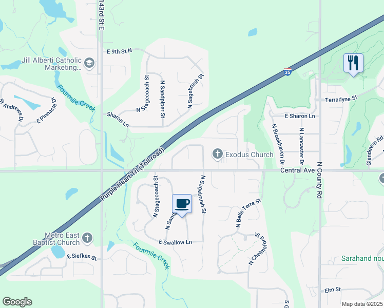 map of restaurants, bars, coffee shops, grocery stores, and more near 15011 Plymouth Court in Wichita