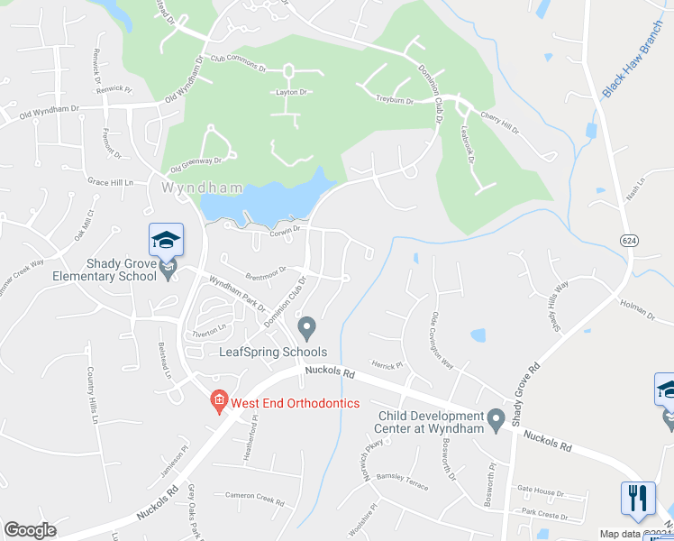 map of restaurants, bars, coffee shops, grocery stores, and more near 11907 Park Forest Way in Glen Allen