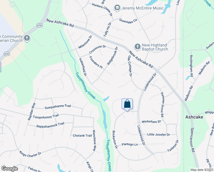 map of restaurants, bars, coffee shops, grocery stores, and more near 10939 Emerald Rock Lane in Mechanicsville