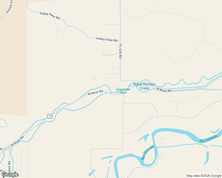 map of restaurants, bars, coffee shops, grocery stores, and more near 6135 County Road 15 in South Fork