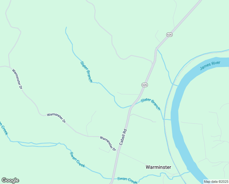 map of restaurants, bars, coffee shops, grocery stores, and more near 3403 Cabell Road in Wingina