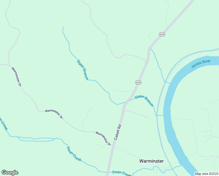 map of restaurants, bars, coffee shops, grocery stores, and more near 3403 Cabell Road in Wingina
