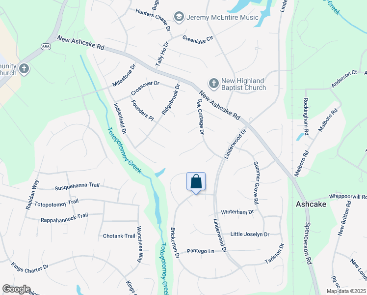 map of restaurants, bars, coffee shops, grocery stores, and more near 9142 Sycamore Hill Place in Mechanicsville