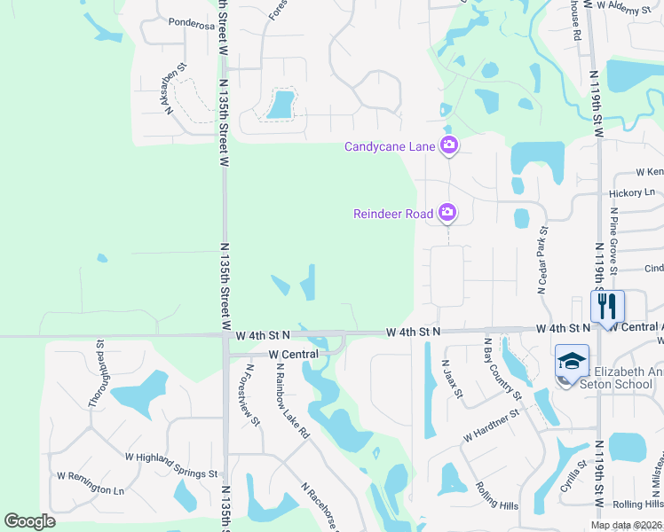 map of restaurants, bars, coffee shops, grocery stores, and more near 12822 West Central Avenue in Wichita