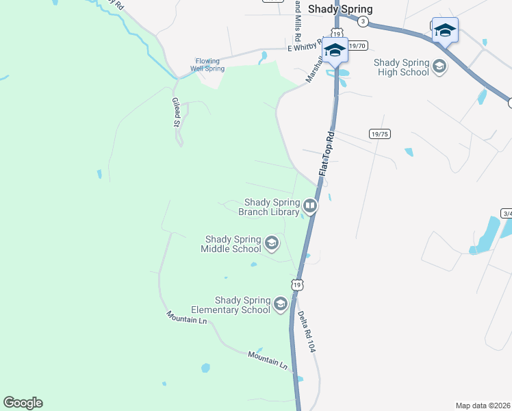 map of restaurants, bars, coffee shops, grocery stores, and more near 106 Warren Street in Shady Spring
