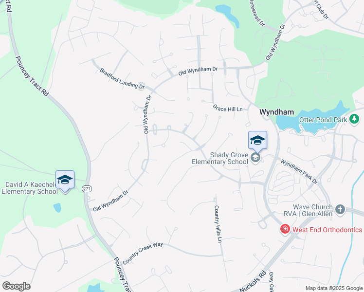 map of restaurants, bars, coffee shops, grocery stores, and more near 12413 Summer Creek Court in Glen Allen