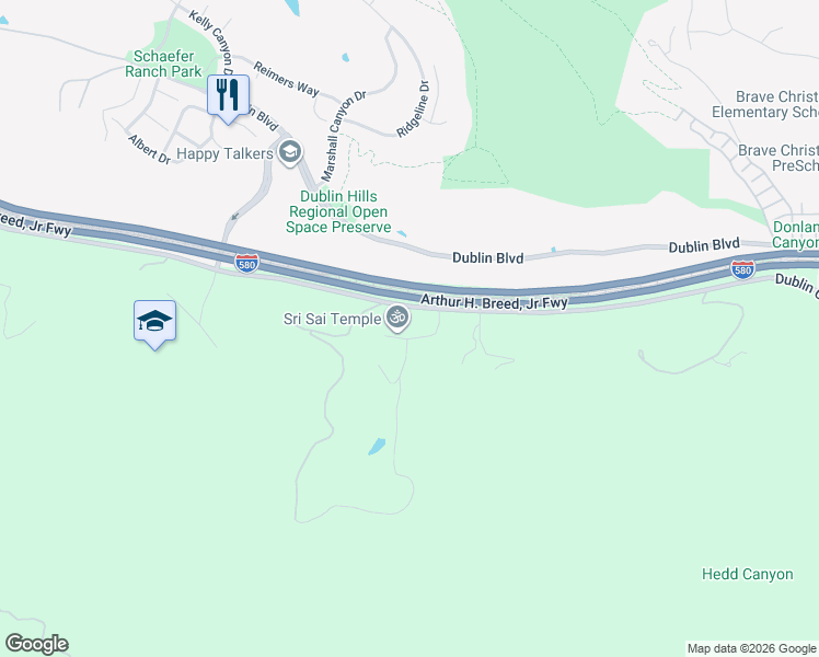 map of restaurants, bars, coffee shops, grocery stores, and more near 9875 Dublin Canyon Road in Castro Valley