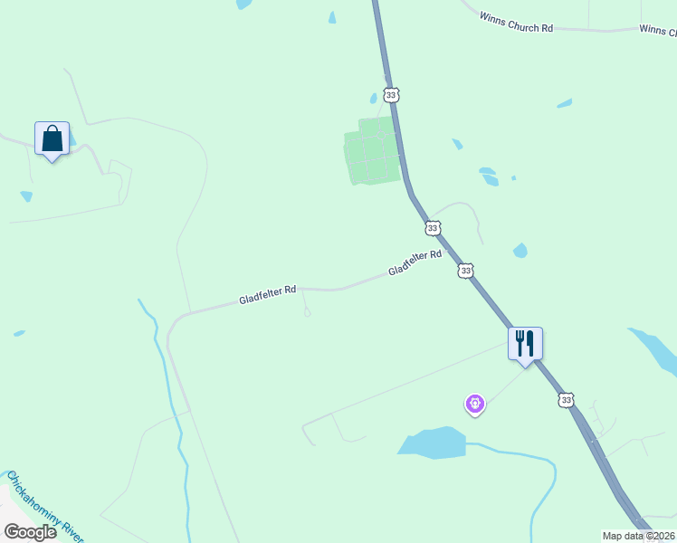 map of restaurants, bars, coffee shops, grocery stores, and more near 10515 Gladfelter Road in Glen Allen