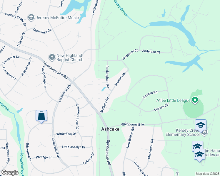 map of restaurants, bars, coffee shops, grocery stores, and more near 10452 Rockingham Road in Mechanicsville