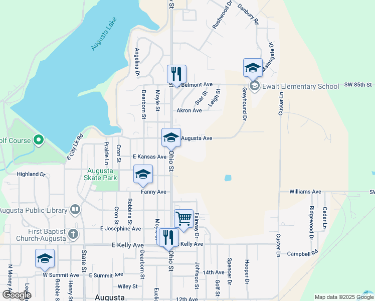 map of restaurants, bars, coffee shops, grocery stores, and more near 2020 Ohio Street in Augusta
