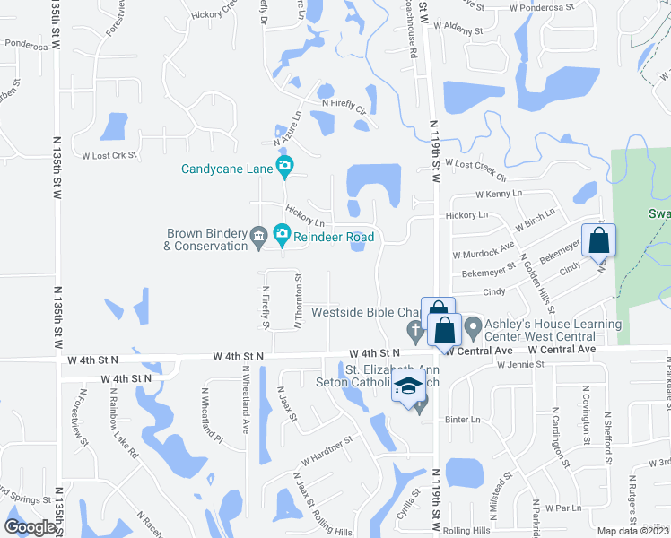 map of restaurants, bars, coffee shops, grocery stores, and more near 826 North Bay Country Circle in Wichita