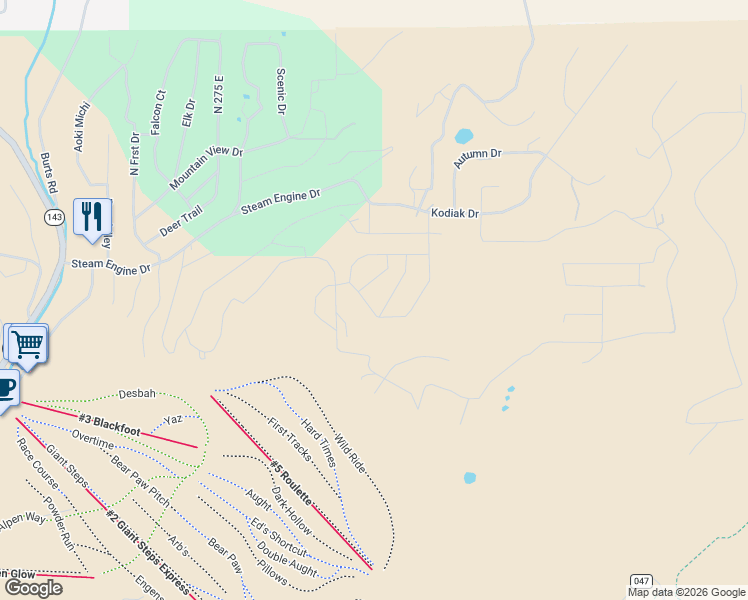 map of restaurants, bars, coffee shops, grocery stores, and more near 594 Park-U-Pine Walk in Brian Head