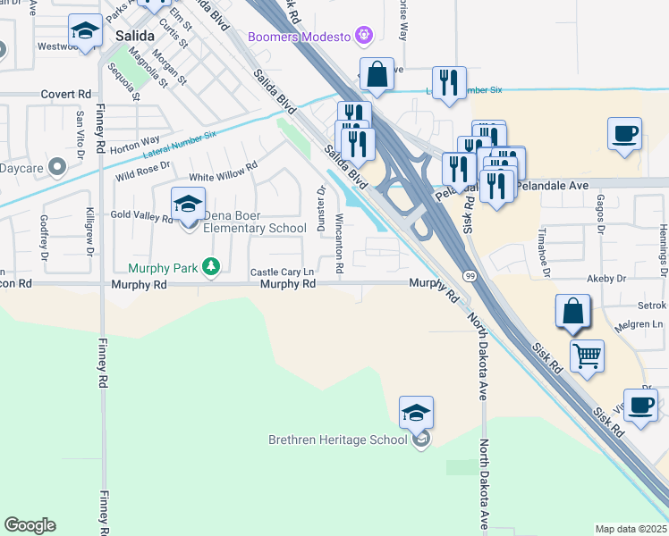 map of restaurants, bars, coffee shops, grocery stores, and more near 4013 Wincanton Road in Salida