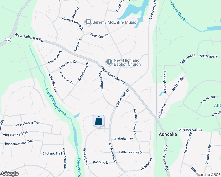 map of restaurants, bars, coffee shops, grocery stores, and more near 9102 Walnut Spring Place in Mechanicsville