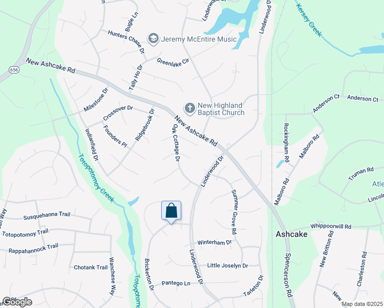 map of restaurants, bars, coffee shops, grocery stores, and more near 9102 Walnut Spring Place in Mechanicsville