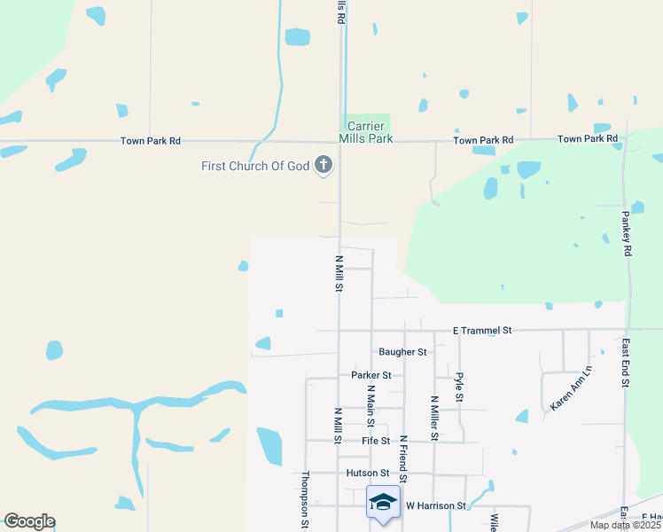 map of restaurants, bars, coffee shops, grocery stores, and more near 901-907 North Mill Street in Carrier Mills