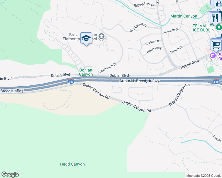 map of restaurants, bars, coffee shops, grocery stores, and more near 8026 Canyon Creek Circle in Pleasanton
