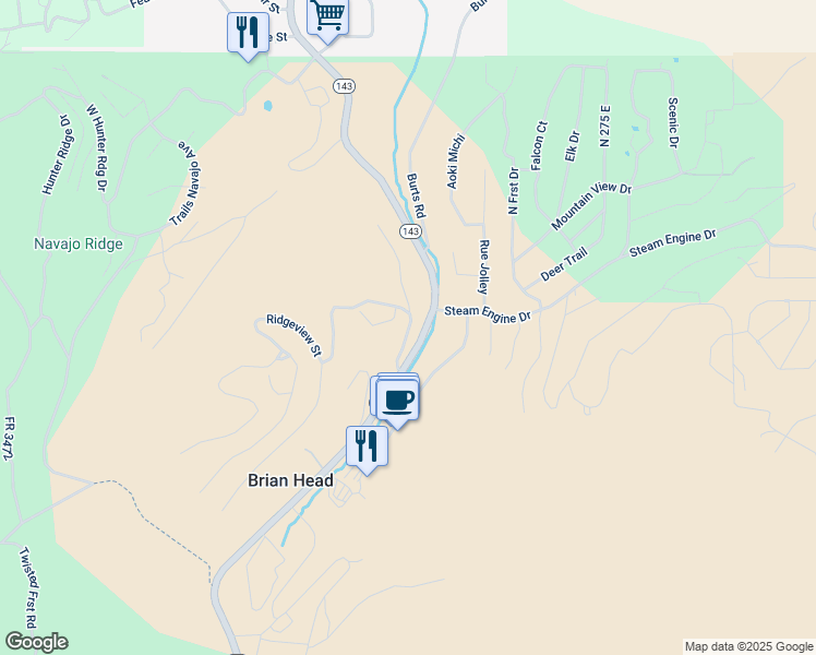 map of restaurants, bars, coffee shops, grocery stores, and more near 74 Ridgeview Street in Brian Head