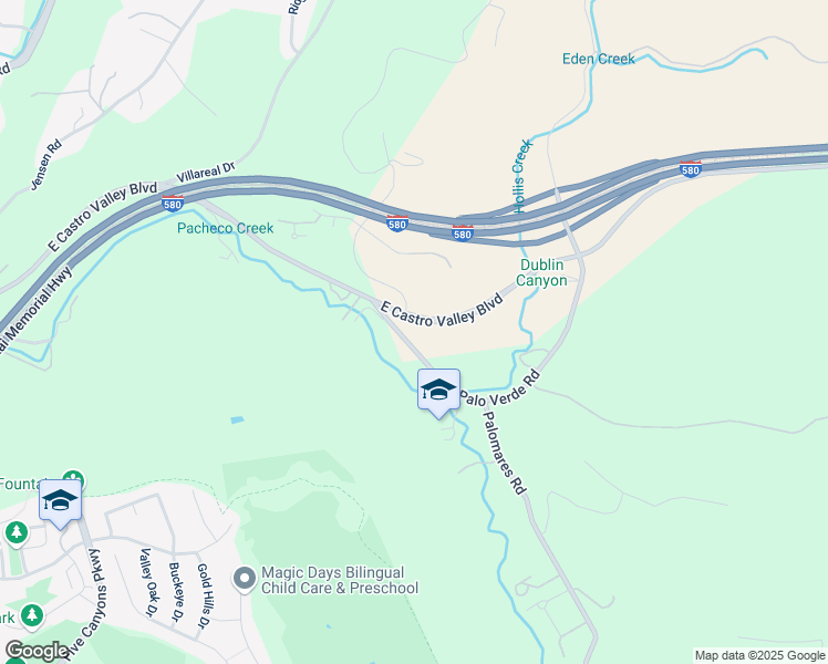 map of restaurants, bars, coffee shops, grocery stores, and more near 6312 Palo Verde Road in Castro Valley