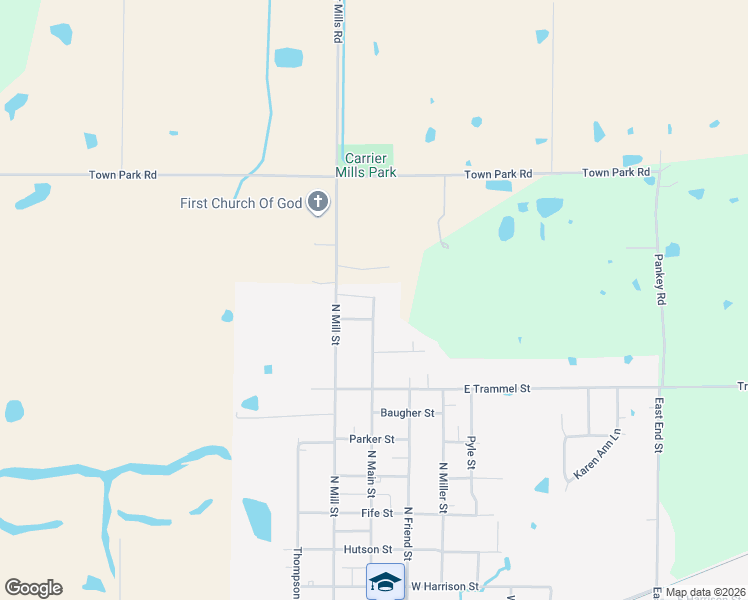 map of restaurants, bars, coffee shops, grocery stores, and more near 1151 North Main Street in Carrier Mills