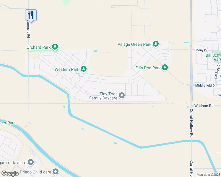 map of restaurants, bars, coffee shops, grocery stores, and more near 2683 Brewer Street in Tracy