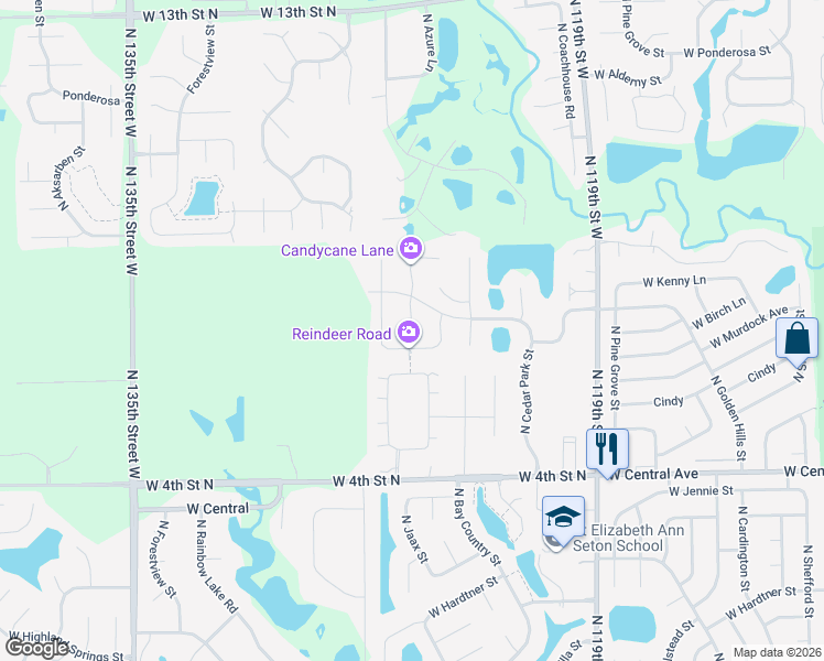 map of restaurants, bars, coffee shops, grocery stores, and more near 920 N Azure Cir in Wichita