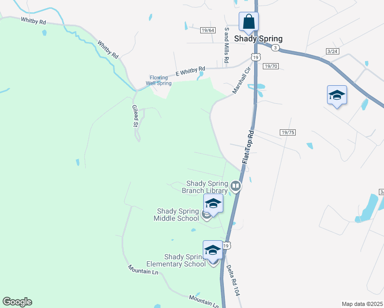 map of restaurants, bars, coffee shops, grocery stores, and more near 171 Simms Lane in Shady Spring
