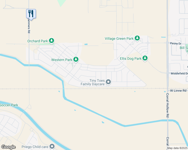 map of restaurants, bars, coffee shops, grocery stores, and more near 2683 Brewer Street in Tracy