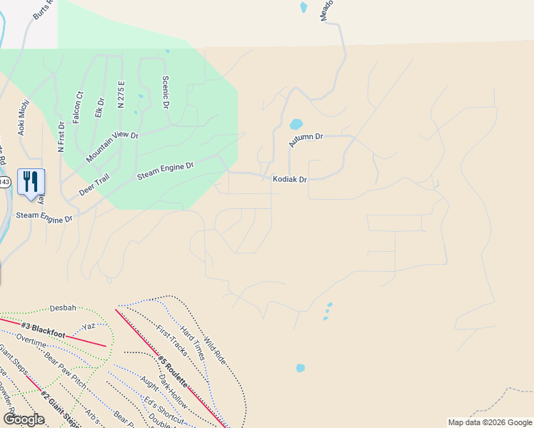 map of restaurants, bars, coffee shops, grocery stores, and more near 674 Park-U-Pine Walk in Brian Head