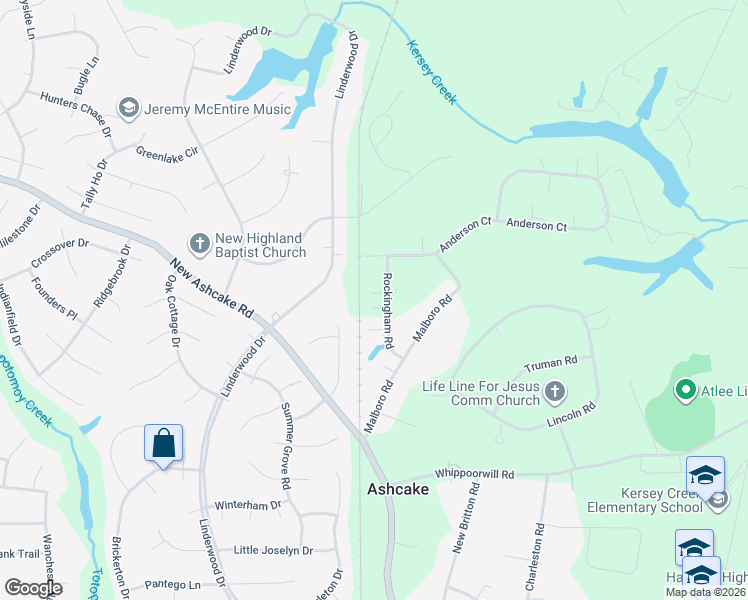 map of restaurants, bars, coffee shops, grocery stores, and more near 10471 Rockingham Road in Mechanicsville