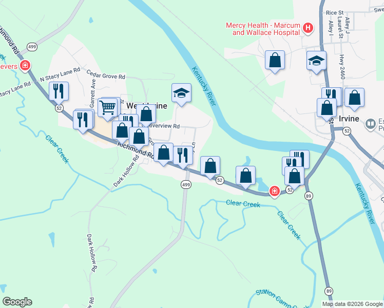 map of restaurants, bars, coffee shops, grocery stores, and more near 60 Shady Lane in Irvine
