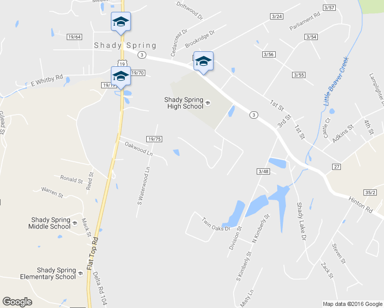 map of restaurants, bars, coffee shops, grocery stores, and more near 325 Briarwood Dr in Shady Spring