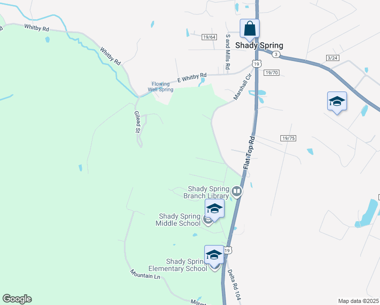 map of restaurants, bars, coffee shops, grocery stores, and more near 171 Simms Lane in Shady Spring