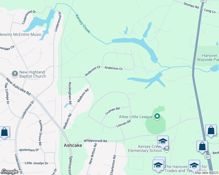 map of restaurants, bars, coffee shops, grocery stores, and more near 8490 Lincoln Road in Mechanicsville