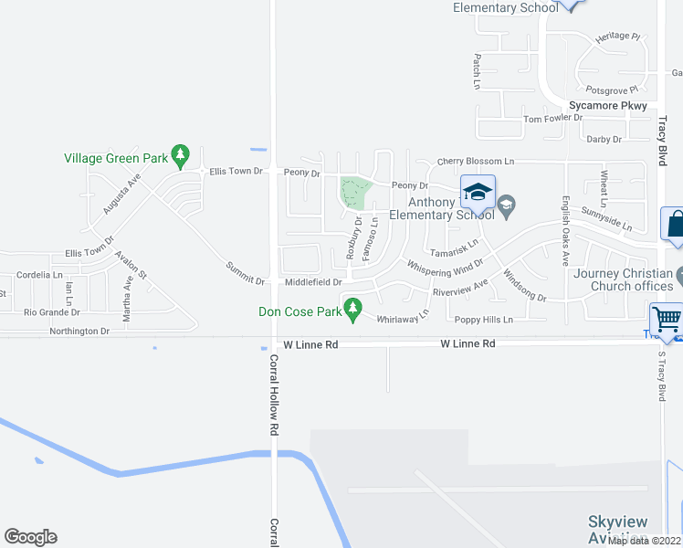 map of restaurants, bars, coffee shops, grocery stores, and more near 1781 Riverview Avenue in Tracy