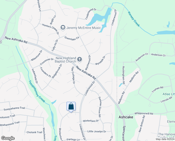 map of restaurants, bars, coffee shops, grocery stores, and more near 10990 Wychwood Drive in Mechanicsville
