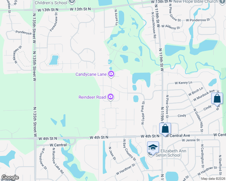 map of restaurants, bars, coffee shops, grocery stores, and more near 920 N Azure Cir in Wichita
