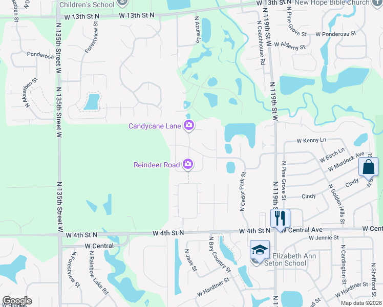 map of restaurants, bars, coffee shops, grocery stores, and more near 920 N Azure Cir in Wichita