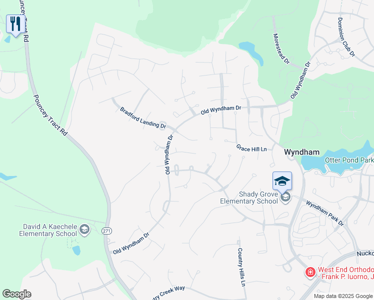 map of restaurants, bars, coffee shops, grocery stores, and more near 6021 Chestnut Hill Drive in Glen Allen