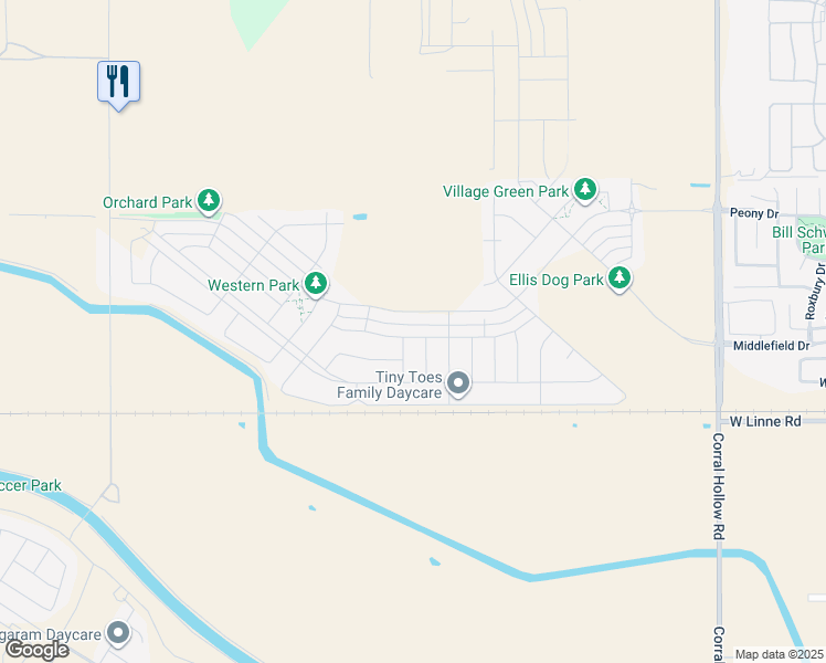 map of restaurants, bars, coffee shops, grocery stores, and more near 2659 Cordelia Lane in Tracy