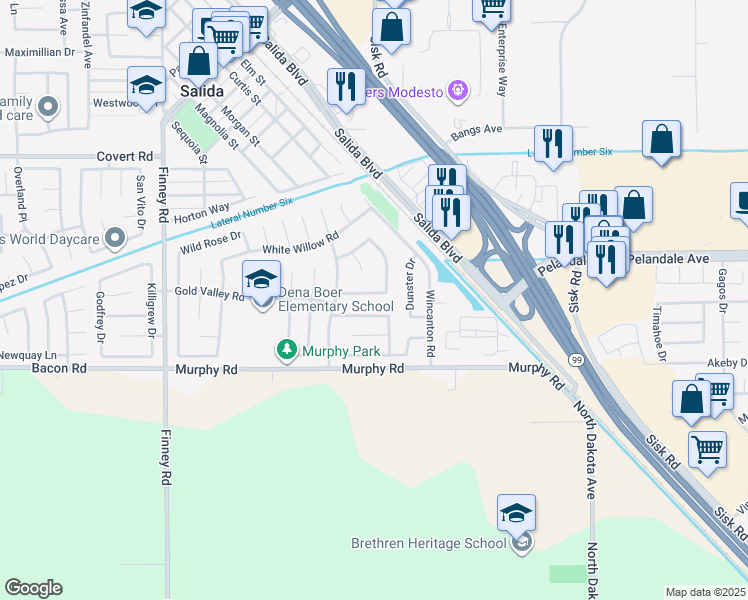 map of restaurants, bars, coffee shops, grocery stores, and more near 4604 Summer Hill Road in Salida
