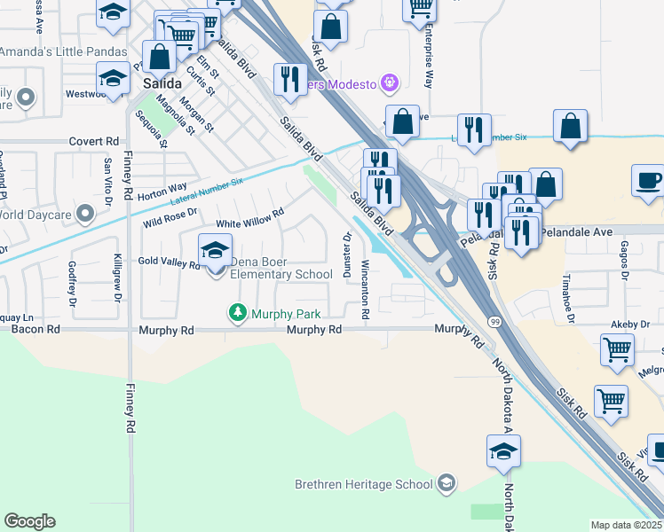 map of restaurants, bars, coffee shops, grocery stores, and more near 4200 Wild Ivy Lane in Salida