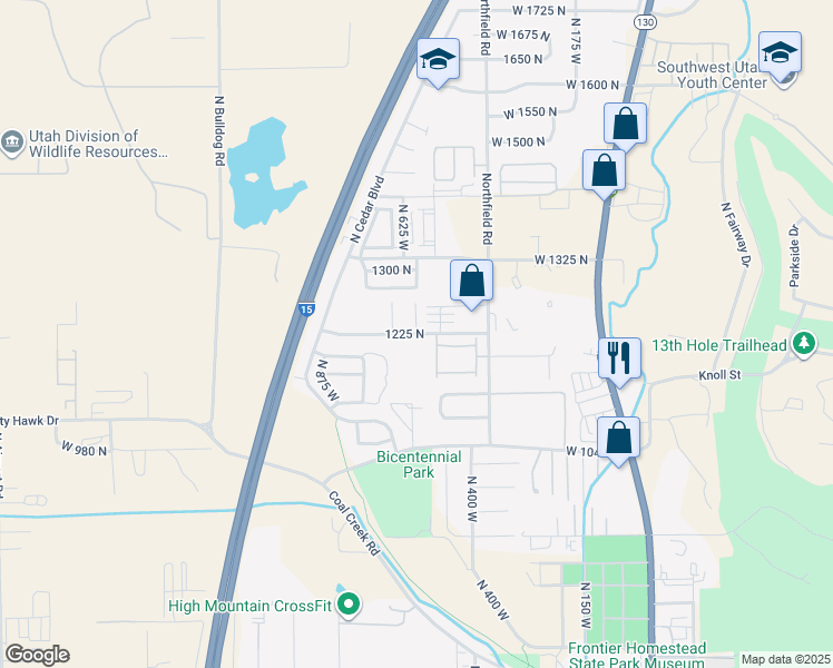 map of restaurants, bars, coffee shops, grocery stores, and more near 3846 West 1225 North in Cedar City