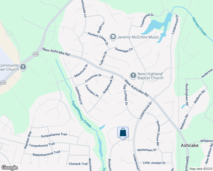 map of restaurants, bars, coffee shops, grocery stores, and more near 11001 Ridgebrook Drive in Mechanicsville