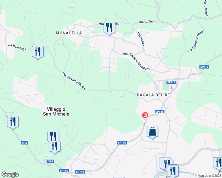 map of restaurants, bars, coffee shops, grocery stores, and more near 20 Traversa Via Giacomo Matteotti in Città metropolitana di Catania