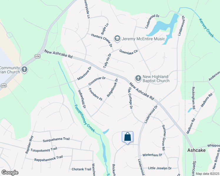 map of restaurants, bars, coffee shops, grocery stores, and more near 11001 Ridgebrook Drive in Mechanicsville